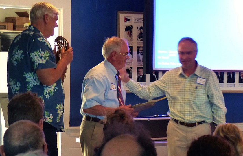 Denny receiving the 2017 Ansel B. Chaplin award from Peter Johnson and Mark Robinson